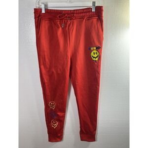 Prime Threads Drip Smiley Interlock Knit Red Sweatpants 14/16 Melt Smiley Face